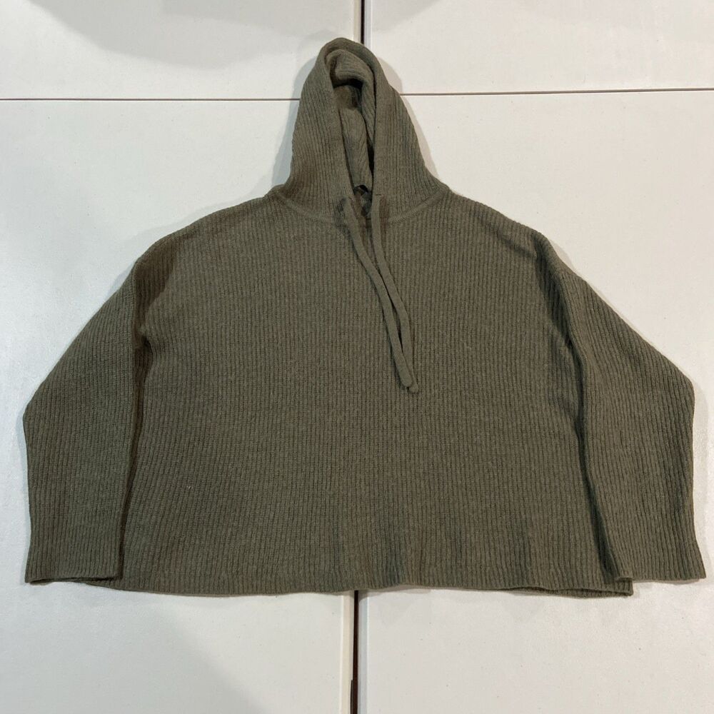 Jenni Kayne Alpaca Fisherman Hoodie Sweater Olive Green Size 2XL